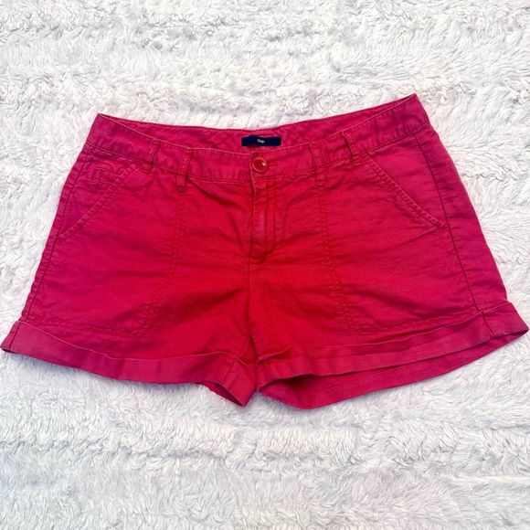 GAP Pants - GAP khaki Coral pink Linen-Cotton Shorts | Cuffed Hem | 3” Inseam
